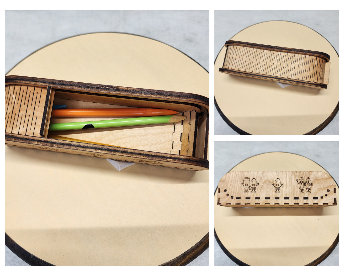 Birch Wood Pencil Box Living Hinge